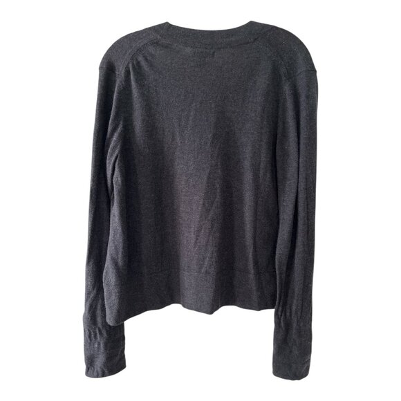 GAP Women’s Embellished Shoulder Cardigan – Charcoal Gray Silk Blend – Size M - Picture 4 of 6